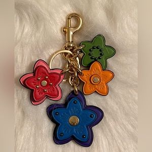Coach leather flower keychain/ bag charm
